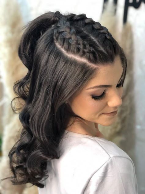 Graduation Hairstyles With Braids, Partial Braided Hairstyles, Lyrical Hairstyles, Braid Hair Styles For Long Hair, Front Braid Hairstyles, Ponytail Hairstyles Easy, Easy Hairstyles For Thick Hair, Long Hair Wedding Styles, Hairdos For Curly Hair