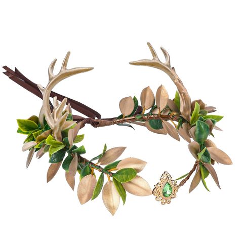 Exquisite Design: Each MOSTORY handmade floral crown is meticulously crafted with an exquisite design that showcases the beauty of nature. The combination of vibrant flowers, delicate leaves, and intricate details creates a stunning accessory that instantly elevates any outfi Mardi Gras Photos, Antler Crown, Fairy Headband, Elf Crown, Crown Fairy, Witch Ball, Woodland Elf, Leaf Headpiece, Deer Horns