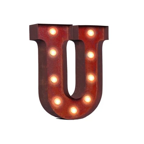 Williston Forge Arvie Letter 12" LED Marquee Sign & Reviews | Wayfair Pink Salt Lamp, Neon Sculpture, Vintage Marquee Sign, Vintage Marquee, Lights Wedding Decor, Stone Lamp, Marquee Sign, Letter U, Salt Lamp