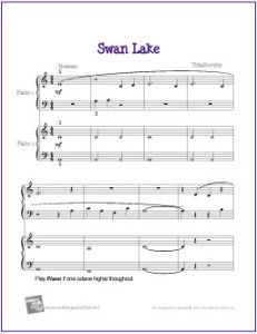 Here’s a small collection of duets for the piano student with 1 to 2 years of experience from MakingMusicFun.net. The duets are written to be played by a teacher and their student, or by two … Swan Lake Piano, Piano Sheet Music Beginners, Piano Easy, Music Printables, Piano Duet, Free Printable Sheet Music, Keyboard Music, Music Theory Worksheets, Piano Teaching Resources