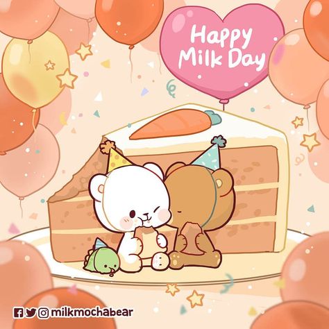 Milk & Mocha Bear Official on Instagram: “Today is Happy Milk Day! 🎉🎉 Have a blast birthday our energetic bear, Milk! 😍❤ ---⠀⠀ What is your birthday wish for Milk? 💕☺ ---⠀ Follow 👉…” Have A Blast Birthday, Milk Mocha Bear, Milk And Mocha, Milk Mocha, Mocha Bear, Image Couple, Milk & Mocha, Cute Bear Drawings, Bear Drawing