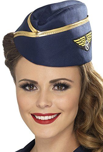 Blue & Gold Air Hostess Hat Smiffy's Army Girl Costumes, Flight Attendant Costume, Stewardess Costume, Apple Costume, Ladies Fancy Dress, Air Hostess, Womens Fancy Dress, Halloween Hats, Fancy Dress Accessories