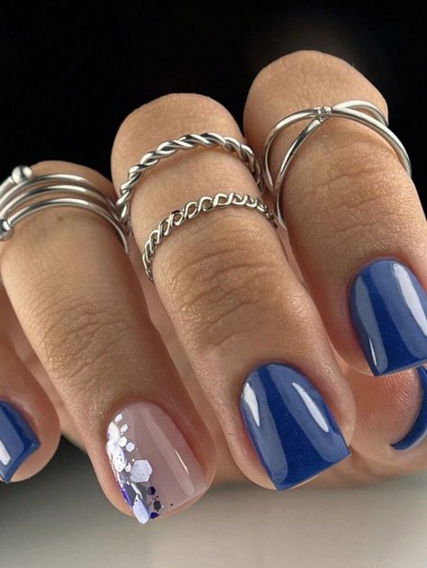 Elegant Blue Nails Classy, Navy Summer Nails, Pedicure Azul, Shiny Nails Designs, Blue Gel Nails, Nails 3d, Pretty Nail Art Designs, Color Nails, Fake Nail