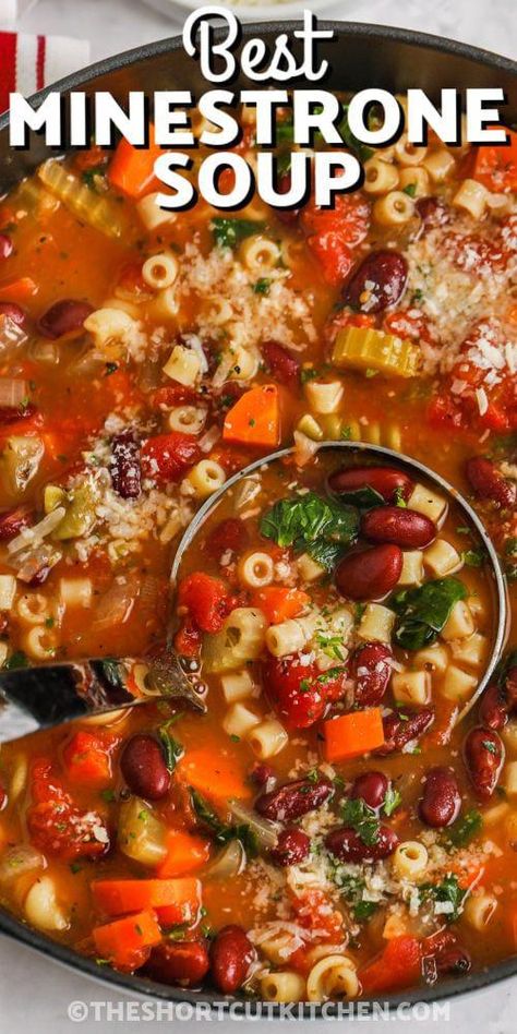 #GlobalSoupDiscoveries Cauliflower Soup Crockpot, Soup Recipes Cauliflower, Soup Ideas Easy, Ministroni Soup Recipe, Instant Pot Cauliflower Soup, Easy Minestrone Soup Recipe, Soup Recipes Winter, Best Minestrone Soup Recipe, Best Minestrone Soup