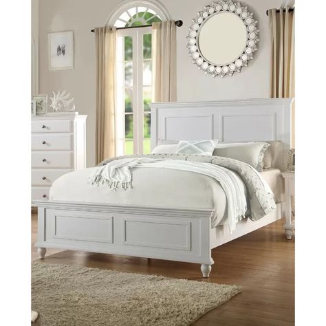 White Bed, Standard Bed, Bed Bedroom, Panel Headboard, Wood Beds, Panel Bed, Wooden Bed, Headboard And Footboard, Bedroom Furniture Beds