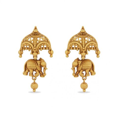 Ariana Elephant Earrings Peacock Earrings, Gold Chain Design, Elephant Earrings, Yellow Gold Earrings, Elephant Ears, Chain Design, Ear Rings, Gold Earring, Gold Price