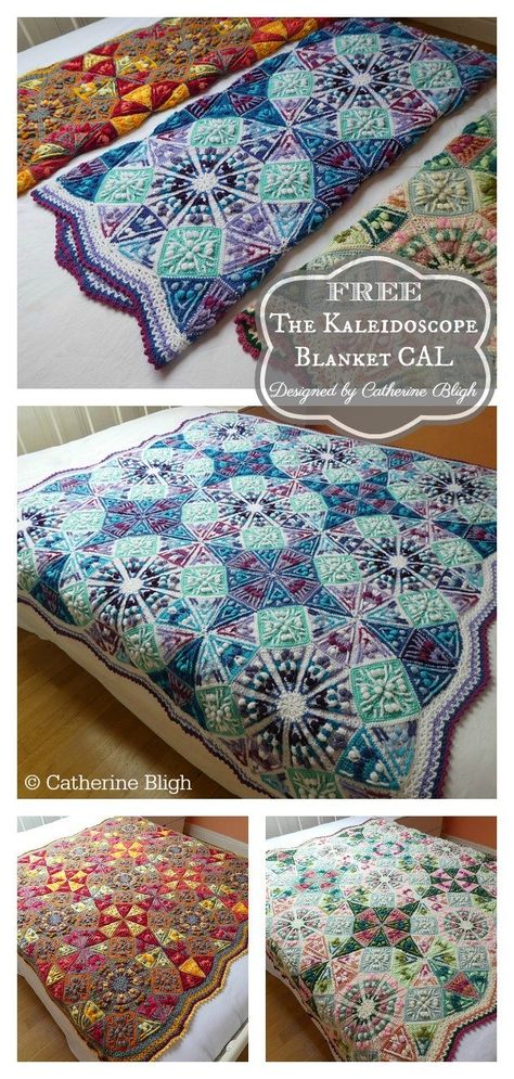 Amazing The Kaleidoscope Blanket Free Crochet Pattern Kalediscope Crochet Blanket, Kaleidoscope Crochet, Kalidascope Crochet Blanket, Mandala Crochet Blanket, Boho Crochet Blanket, Crochet Afgans, Crochet Humor, Crochet Throw Blanket, Kids Blankets