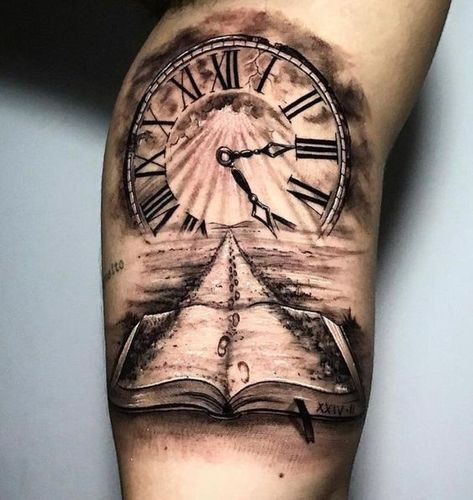 Your Perfect Tattoo: A Reflection of Your Love #tattoo #stencils #art #tattoos #ink #tattooartist Tatto Clock, Tato Jam, Time Clock Tattoo, Date Tattoo Ideas, Time Piece Tattoo, Clock Tattoo Sleeve, Scroll Tattoos, Date Tattoo, Arm Tattoos For Guys Forearm