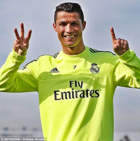 Cristiano Ronaldo celebrated turning 31 on Friday and uploaded this photograph to his Instagram Ronaldo Happy, Portugal National Team, Cristiano Ronaldo Junior, Ronaldo Junior, Ronaldo Real Madrid, Spanish Club, Ronaldo Real, Good Soccer Players, Cristiano Ronaldo 7