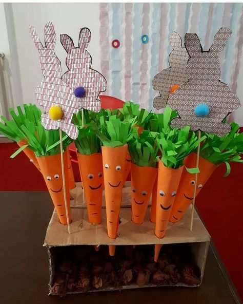 Image may contain: food Vegetable Crafts, Easy Valentine Crafts, Valentine Crafts For Kids, Art N Craft, Paper Crafts For Kids, Easter Crafts For Kids, Childrens Crafts, Preschool Art, Craft Stick Crafts