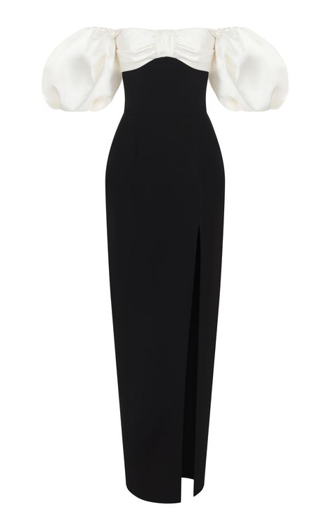 Puff Sleeve Evening Gown by RASARIO for Preorder on Moda Operandi Evening Gowns With Sleeves, Black And White Dress, Bridesmaids Dresses, Trending Dresses, Classy Dress, Fancy Dresses, Evening Gown, Moda Operandi, Classy Outfits