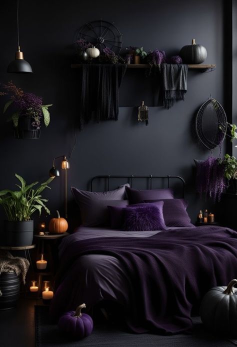 Bed Makeover, Simple Bed Designs, Purple Bedrooms, Minimalist Bed, Purple Bedroom, Interior Design Per La Casa, Dark Home Decor, Bed Design Modern, Apartment Decor Inspiration