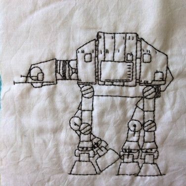 Star Wars AT-AT Walker hand embroidery Star Wars Sewing, Star Wars Embroidery, Star Wars Quilt, Ideas For Embroidery, Knitting Quilt, At At Walker, Star Wars Crafts, Star Wars Room, Star Wars Halloween