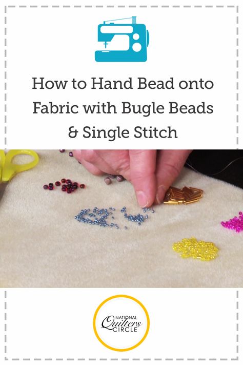 Hand Beading on Fabric with Bugle Beads and Single Stitch Sewing Beads On Fabric, Beaded Embroidery On Fabric, Beading On Fabric, Beaded Quilts, Beads On Fabric, Beaded Insects, Sewing Beads, Quilt Tips, Heather Thomas