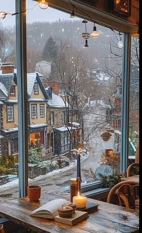 Mind Images, Cozy Cafe, Twelve Days Of Christmas, 수채화 그림, Winter Scenery, Window View, Christmas Scenes, Cozy Place, Autumn Cozy