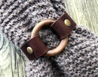 Adorn yourself with the original shawl and by KnoxMountainKnitCo Leather Shawl Cuffs, Leather Scarf Cuff, Scarf Cuff, Leather Scarf, Slim Ring, Raw Leather, Upcycled Leather, Buffalo Leather, Perforated Leather