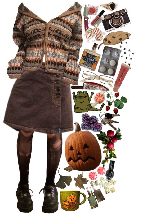 if i was in over the garden wall outfit ideas | if i was in over the garden wall Over The Garden Wall Inspired Outfits, Over The Garden Wall Outfit, Ripped Tights, Grunge Clothes, Over The Garden Wall, Vintage Candy, Brown Skirts, Vintage Fall, Cute Comfy Outfits