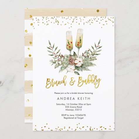 Fun Christmas Cocktails, Bridesmaid Brunch Invitations, Wine Bridal Shower Invitations, Bridesmaid Brunch, Christmas Bridal Showers, Brunch And Bubbly, Christmas Cocktail Party, Bridal Shower Wine, Cocktail Party Invitation