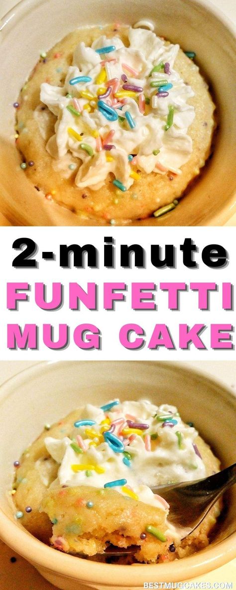 Funfetti Mug Cake for When You Need Cake STAT - Best Mug Cakes Funfetti Cake From Scratch, Single Serving Cookie Dough, Confetti Mug Cake, Microwave Banana Bread, Homemade Funfetti Cake, Funfetti Mug Cake, Microwave Desserts, Desserts Easter, Paleo Mug Cake