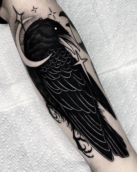 Raven Tattoo | Tattoo Ideas and Inspiration Raven Half Sleeve Tattoo, Nordic Raven Tattoo, Arm Cover Up Tattoos, Forearm Cover Up Tattoos, Cover Up Tattoos For Men, Tatuaje Cover Up, Cover Up Tattoos For Women, Gothic Tattoos, Wrist Tattoo Cover Up