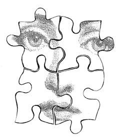 Puzzle pieces woman face -CLiNG RUBBER STAMP by Cherry Pie Art Stamps Fragments Art, Puzzle Piece Art, Puzzle Drawing, Leaving Cert, Pie Art, Sketch Template, Alchemy Art, Art Stamps, Graph Paper Art