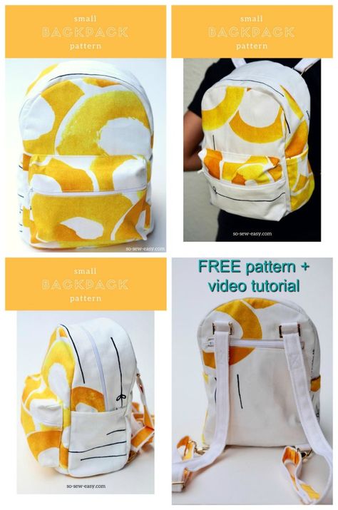 If you want to make a small backpack, then here is an excellent video with FREE sewing pattern and tutorial. This is one of the cutest small backpacks you will ever see, that can also be worn as a cross-over or cross body bag as well. Zipper's on pockets are a big thing on this backpack. There is one on the pocket in the back, one on an internal pocket and even the outside pocket has a zipper. Mini Backpack Purse Pattern, Diy Backpack Pattern Free, Backpack Diy Pattern, Mini Backpack Pattern, Sew A Backpack, Diy Sac Pochette, Backpack Pattern Sewing, Small Backpacks, Backpack Sewing