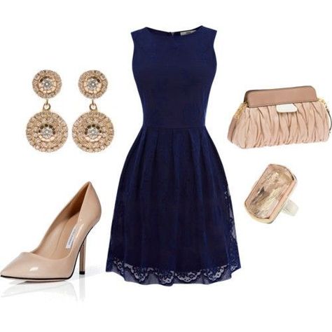 Champagne  - What Color Jewelry Goes with Navy Blue Dresses? - EverAfterGuide Elegant Navy Dress, Blue Dress Accessories, Navy Dress Outfits, Blue Dress Outfits, Dark Blue Dress, Grunge Dress, Navy Blue Dress, Prom Dresses Blue, Navy Dress