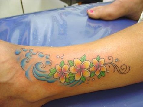 Tropisches Tattoo, Frangipani Tattoo, Wildflowers Tattoo, Plumeria Tattoo, Tattoo Pierna, Tropical Tattoo, Hawaii Tattoos, Chris Garver, Tattoo Leg