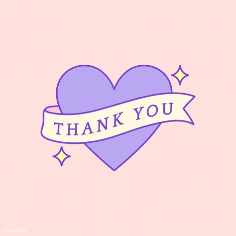 Cute and girly Thank You badge vector | free image by rawpixel.com Thank You Illustration Graphics, Thank You Graphic Design, Cute Thank You, Thank You Images Aesthetic, Thank You Illustration, Thank You Cute, Thank You Wallpaper, Best Logo Maker, Thank You Images