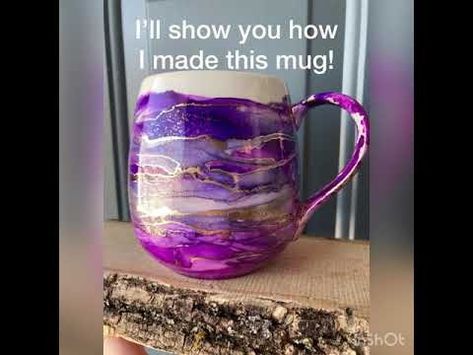 (7914) Alcohol Ink Mug Tutorial - Part 1! - YouTube Alcohol Ink Mason Jars, How To Seal Alcohol Ink On Mugs, Alcohol Ink On Ceramic Mugs, Alcohol Ink Mug Tutorial, Alcohol Ink Wine Glasses Diy, Alcohol Ink Mugs Diy, Alcohol Ink Crafts Tutorials, Alcohol Ink Vase, Alcohol Ink Wine Glasses