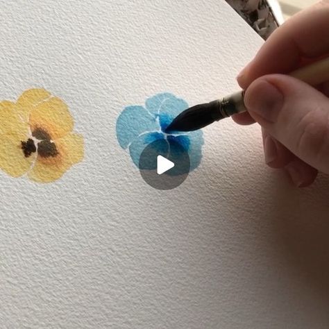 How To Paint Flowers Watercolor Easy, Easy Botanical Painting, Easy Flower Painting Tutorials, How To Draw A Pansy, Pansies Drawing, How To Paint Watercolor Flowers, Easy Watercolor Flowers For Beginners, Watercolor Pansies Tutorial, How To Paint Pansies In Acrylic