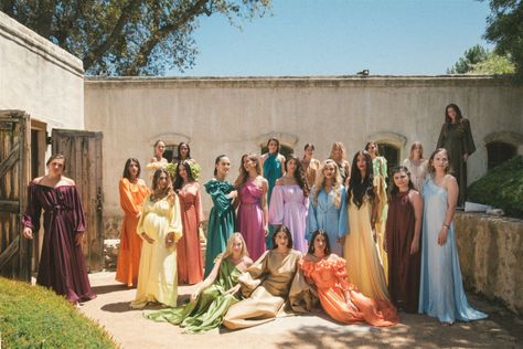 Wedding Dresscode Color, Out Dress The Bride, Summer Bridesmaids Colors, Eclectic Bridal Party, Spanish Bridesmaids, Colourful Bridesmaids Dresses, Bridesmaid Color Palette Fall, Cool Bridesmaids, Colorful Formal Dresses