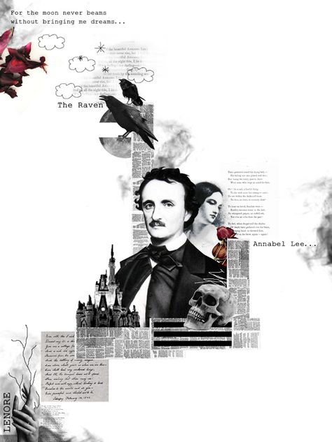 Graphic Design Collection, Allen Poe, Collage Art Projects, Music Collage, Magazine Layout Design, Architectural Sketch, Book Design Layout, Edgar Allan, Collage Design