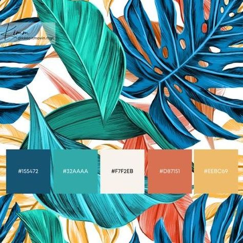 Motif Jungle, Pantone Colour Palettes, Palette Design, Color Schemes Colour Palettes, Brand Color Palette, Color Palate, Tropical Colors, Color Palette Design, Colour Schemes