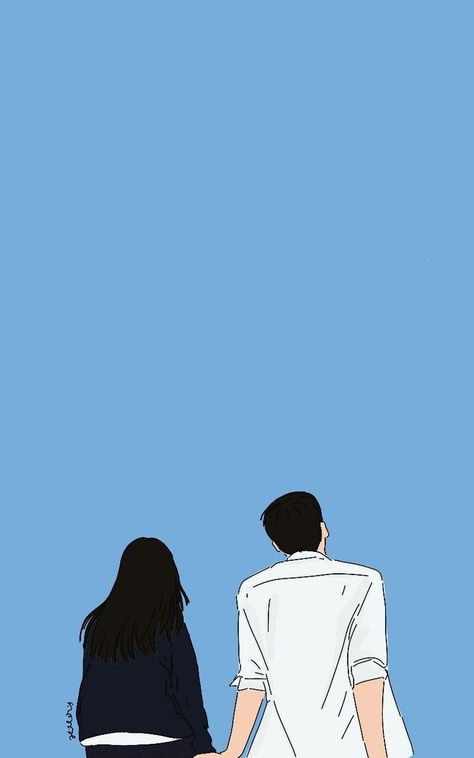 Couple Painting Aesthetic, Kdrama Fan Art Wallpaper, Seni Korea, Couple Sketch, Cute Love Wallpapers, Cute Couple Drawings, Cute Couple Wallpaper, Cute Couple Cartoon, Cool Wallpapers Cartoon