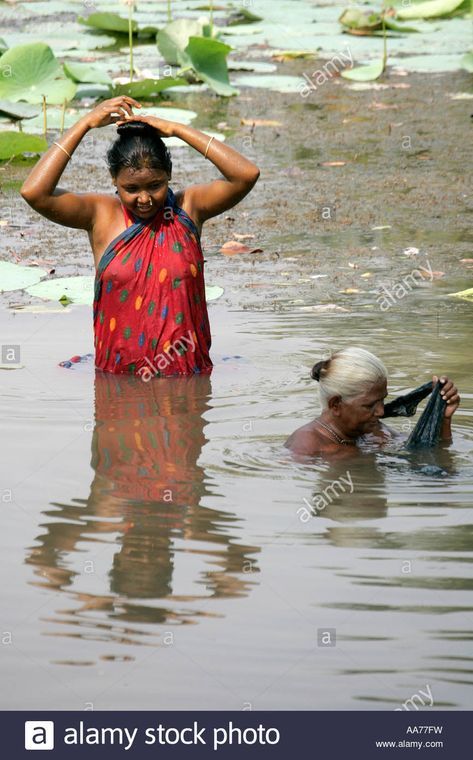 Download this stock image: Women bathing at Bolgarh village, Orissa, India - AA77FW from Alamy's library of millions of high resolution stock photos, illustrations and vectors. India Images, Stock Photos Woman, Wash Clothes, Arabian Beauty Women, Bath Girls, Women Bathing, Hot Women Dress, Beautiful Women Over 40, Married Woman