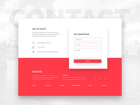 Made contact or footer section. If you love,  Press "L"  Thanks Contact Page Design, Form Ui, Contact Us Page Design, Login Page Design, Footer Design, Webdesign Inspiration, Ui Design Website, Design Websites, Portfolio Web Design