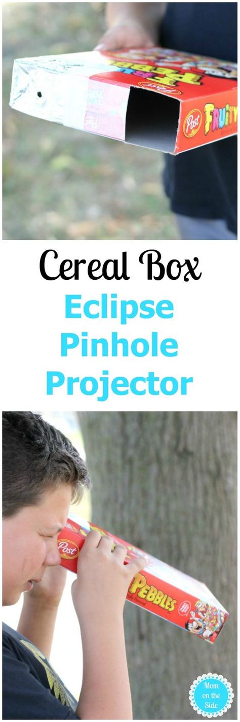 Solar Eclipse Cereal Box Viewer: I grabbed some foil and Fruity Pebbles at the grocery store so we could create last-minute DIY Cereal Box Eclipse Pinhole Projectors. I'm showing you how! #ad Pinhole Projector Diy, Pinhole Viewer For Eclipse, Diy Solar Eclipse Viewer, Eclipse Viewer, Diy Eclipse Glasses, Diy Cereal, Solar Eclipse Activity, Diy Projector, Library Programming