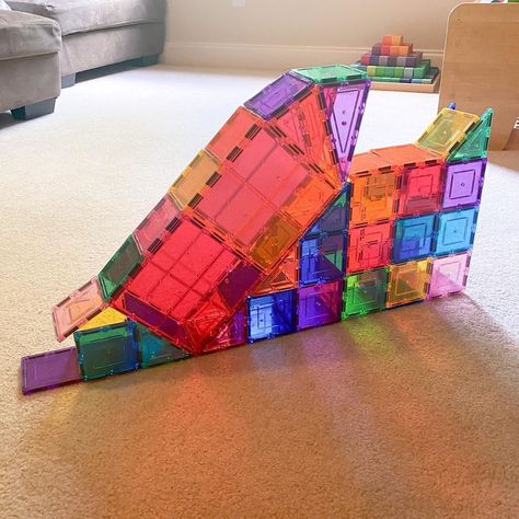 Lauren on Instagram: “The kids pulled out the Picasso tiles so we made a different kind of ball run and even sent a car down. Ethan couldn’t wait to knock it…” Picasso Tiles Race Track Ideas, Picasso Tiles Ideas, Picasso Tiles Building Ideas, Picasso Tiles, Magnet Tiles, Magna Tiles, Tiles Ideas, Car Ramps, Kid Projects