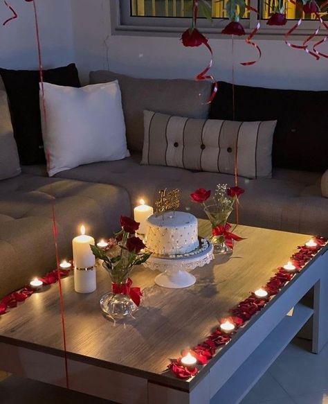 Anniversary Design Ideas At Home, Husbands Birthday Ideas At Home, Romantic Dinner Table Set Up For 2, Birthday Dinner Party For Him, Simple Romantic Room Surprise For Him, Hubby Bday Decoration Ideas, Husband Birthday Ideas At Home Decor, Valentine Surprise For Husband, Birthday Decor Ideas For Husband