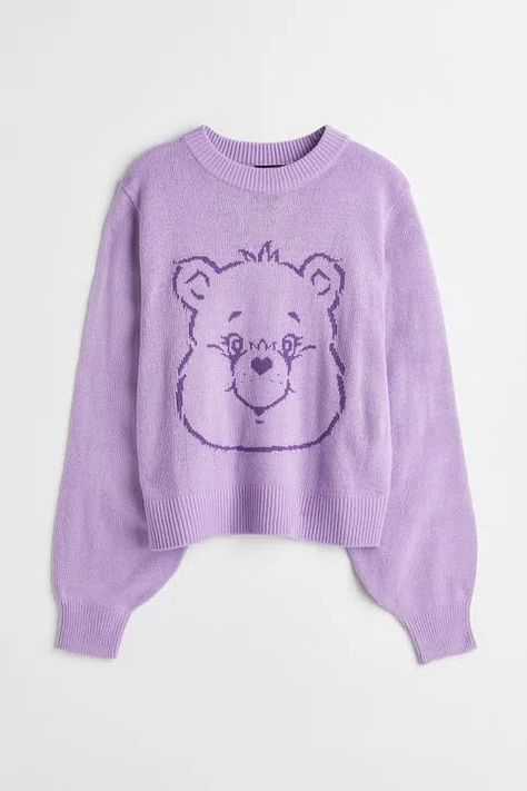 Girly Design, Care Bear, Care Bears, Jacquard Knit, Wide Sleeves, Sweater And Shorts, Black Pattern, Knit Jumper, White Sweaters