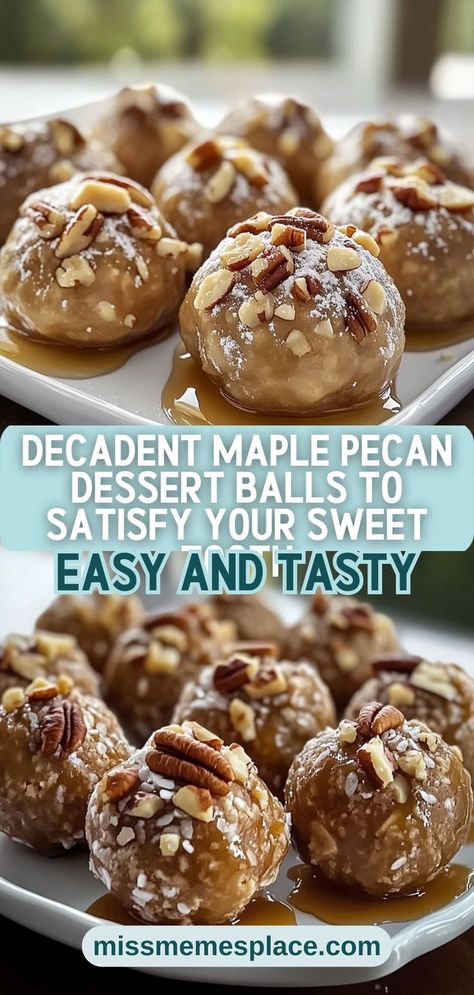 Satisfy your sweet cravings with these decadent Maple Pecan Dessert Balls! This easy recipe showcases the perfect balance of sweet maple and crunchy pecans, creating a melt-in-your-mouth experience that everyone will adore. Great for holiday parties or a cozy treat at home, these buttery pecan delights are sure to become a household favorite. Plus, they can be dressed up with a light dusting of powdered sugar for an elegant finish. Dive into this nutty dessert and enjoy every bite! Maple Pecan Butterballs, Recipes With Pecans, Butterball Recipe, Dessert Balls, Pecan Balls, Maple Recipes, Pecan Desserts, Date Cookies, Maple Pecan