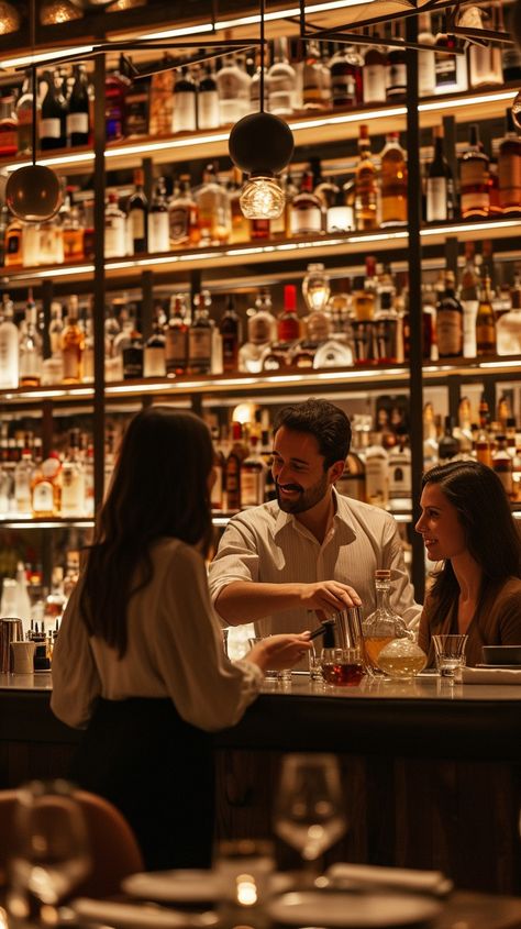 #Elegant Bar Scene: A #bartender engages with #customers at a #cozy, #well-stocked #bar filled with #ambient #lighting. #bar #bartender #customers #alcohol #spirits #aiart #aiphoto #stockcake ⬇️ #Download and 📝 #Prompt 👉 https://stockcake.com/i/elegant-bar-scene_181569_31282 Rich Daughter, Seal Cartoon, Bar Tending, Bar Photography, Ocean Books, Alcohol Spirits, Bar Aesthetic, Cozy Bar, Elegant Bar