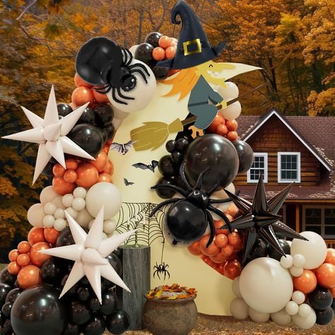 PRICES MAY VARY. Packaging Includes: The 138pcs halloween balloon arch kit included 18’’(sand white balloons*2, black balloons*2), 12’’(sand white balloons*4, black balloons*4), 10in’’(sand white balloons*20, black balloons*20, orange balloons*15), 5in’’(sand white balloons*20, black balloons*20, orange balloons*22), Milk White Exploding Star Foil Balloon*2, Black Exploding Star Foil Balloon*1, Witch Hat Shaped Foil Balloon*1, short spider Foil Balloon*1, long spider Foil Balloon*1,16 ft balloon Halloween Brunch Decorations, Fall Festival Balloon Arch, Halloween Balloon Backdrop, Globos Halloween, Halloween Balloon Arch, Halloween Balloon Garland, Exploding Star, Halloween Balloons Decorations, Halloween Birthday Party Decorations