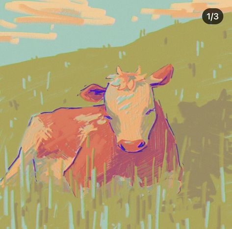 Cow Laying Down Drawing, Cow Art Aesthetic, Cow Drawing Reference, Cow Aesthetic Drawing, Cow Drawing Aesthetic, Cute Farm Drawing, Cow Art Drawing, Cow Cute Drawing, Strawberry Cow Aesthetic