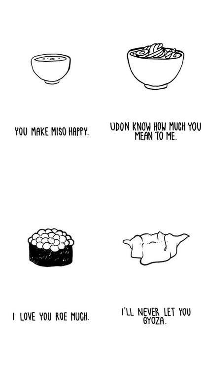 Japanese food puns! Ramen Puns, Ramen Quotes, Sushi Jokes, Candle Puns, Sushi Quotes, Sushi Puns, Food Jokes, Punny Jokes, Punny Puns