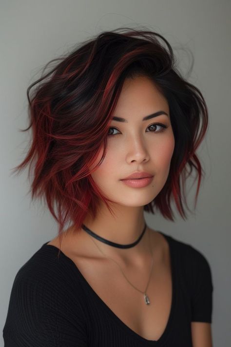 Fun Professional Hair Color, Red Ombre Short Hair, Edgy Blonde Hair Color Ideas, Cool Winter Hair Color, Hair Colors Short Hair, Short Hair Colors, Cherry Red Hair, Bold Hair Color, Rainbow Hair Color