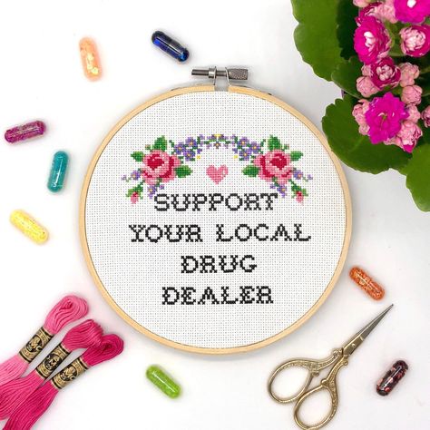 Excited to share this item from my #etsy shop: Support your local drug dealer Cross Stitch Pattern, quote cross stitch, Modern funny cross stitch, inappropriate subversive cross stitch Pixelated Art, Subversive Cross Stitches, Quote Cross Stitch, Funny Embroidery, Funny Cross Stitch, Cross Stitch Quotes, Embroidery Funny, Funny Cross Stitch Patterns, Subversive Cross Stitch