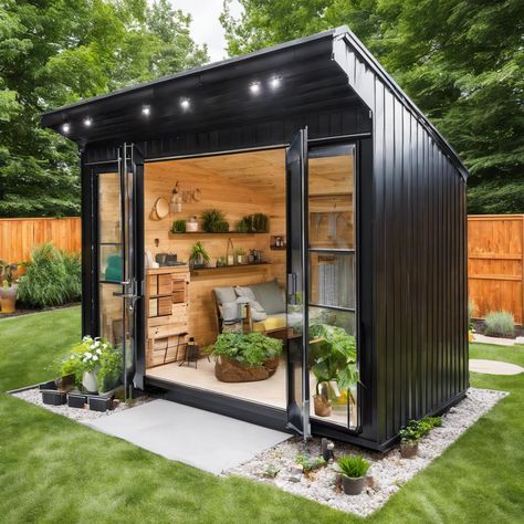 Revolutionizing Your Backyard: The Evolution of Modern Shed Design Modern Shed Design, Modern Garden Shed, Backyard Shed Ideas, Dock Bar, Modern Sheds, Open Shed, Gym Aesthetics, Outdoors Ideas, Hostels Design