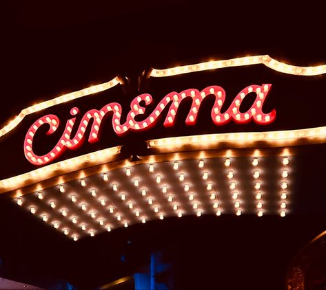 Movie Astetic, At The Movies Aesthetic, Movie Aesthetic Theater, Retro Hollywood Aesthetic, Vintage Cinema Aesthetic, Movie Set Aesthetic, Neon Cinema, Cinema Moodboard, Cinema Collage